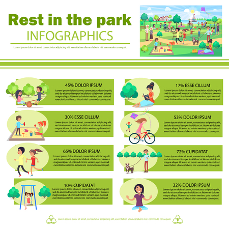 Rest in Park Infographics Poster with Picturesのイラスト素材
