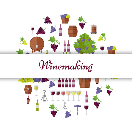 Winemaking Equipment Seamless Pattern in Circleのイラスト素材