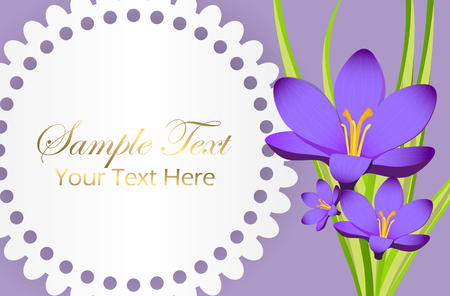 Cute Congratulation Postcard with Crocus Flowerのイラスト素材