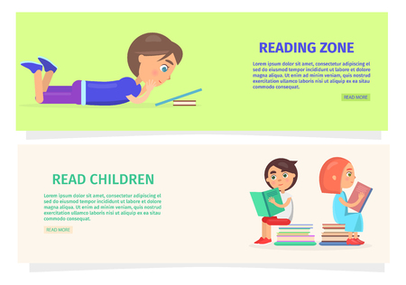 Children Reading Zone Information Illustrationのイラスト素材