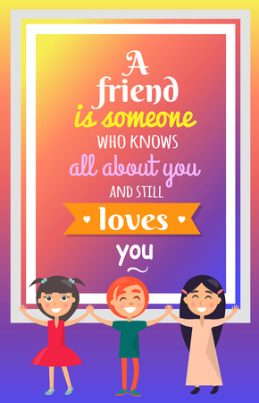 Three Friends and Great Quotation on Backgroundのイラスト素材