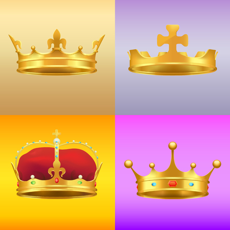 Gold Kings Medieval Crowns in Several Designs Setのイラスト素材