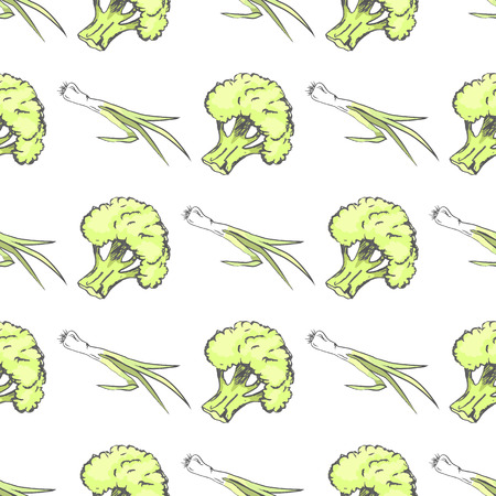 Green Organic Broccoli and Leek Endless Textureのイラスト素材