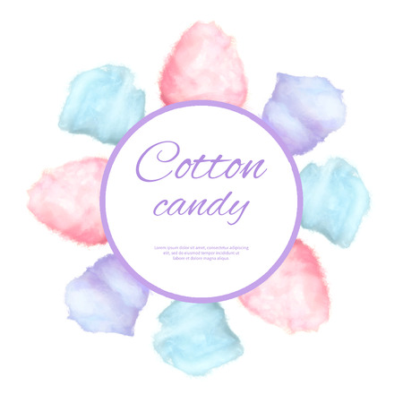 Cotton candy round button surround by sweet sugarのイラスト素材