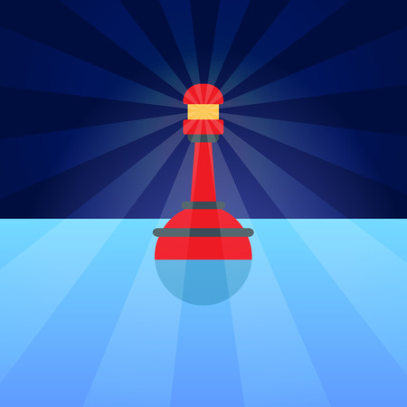 Red Plastic Buoy with lighter in Blue Waterのイラスト素材
