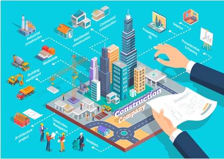 Construction Company Advertisement with Schemeのイラスト素材