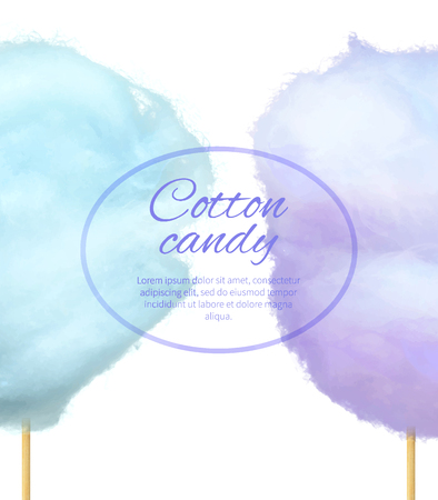 Cotton Candy Banner with Sweet Floss Spun Sugarのイラスト素材