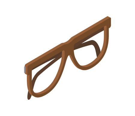 Brown Glasses for Eyesight Isolated Illustrationのイラスト素材