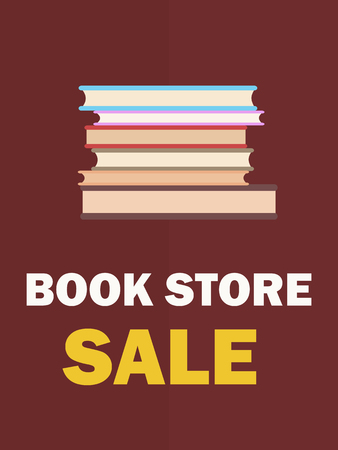 Book Store Sale Poster with Pile of Books Closeupのイラスト素材