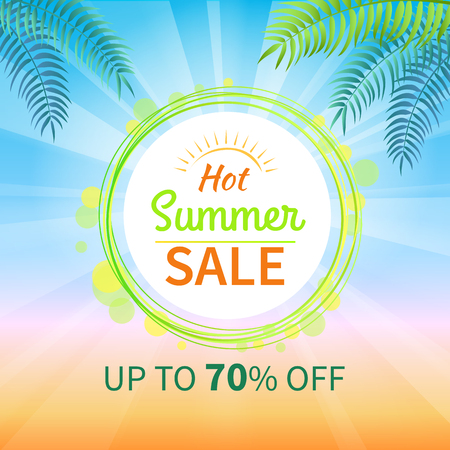 Hot Summer Sale Up to 70% Off Promotional Bannerのイラスト素材
