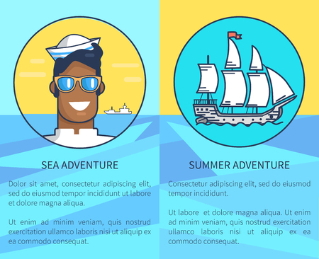 Set of poster for sea and summer adventuresのイラスト素材