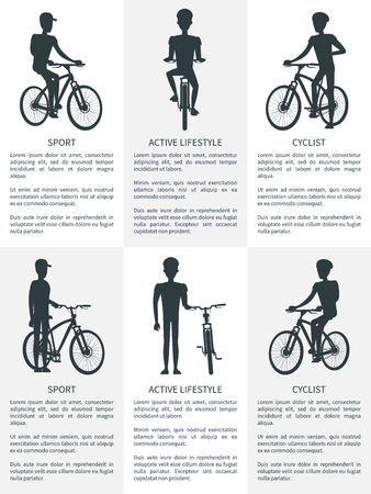 Sport cyclist and active lifestyle set of postersのイラスト素材