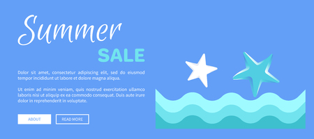 Summer Sale Web Poster with Abstract Sea or Oceanのイラスト素材