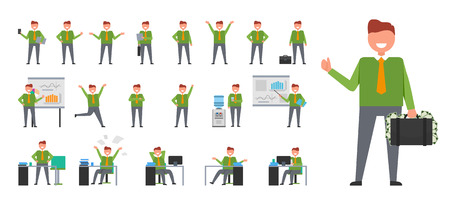 Set of Icons Depicting Businessman Isolated Vectorのイラスト素材