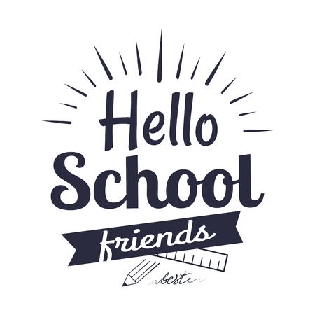 Hello School Friends Sticker Isolated on Whiteのイラスト素材