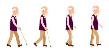Old Man Process of Movement Colorful Vector Setのイラスト素材