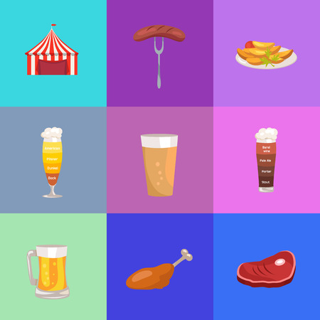 Various Set of Images for Oktoberfest concept Vector Illustrationのイラスト素材