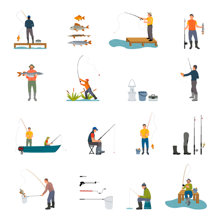 Fishing Activity of Men on Vector Illustrationのイラスト素材