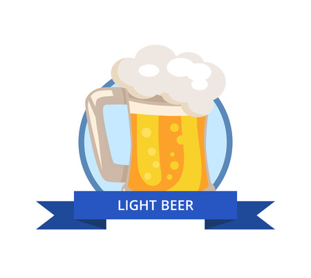 Beer in Traditional Mug with Handle, White Foamのイラスト素材
