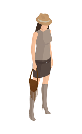 Woman on High Heels, in Short Skirt T-shirt Vectorのイラスト素材