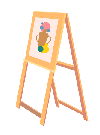 Wooden Easel with Sketch of Vase Painted Iconのイラスト素材
