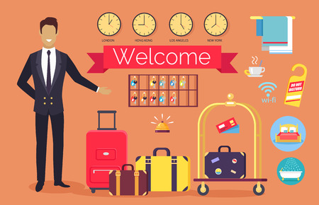 Welcome Hotel Services on Vector Illustrationのイラスト素材