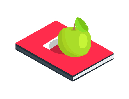 Blue Diary with Place for Name Green Apple Vectorのイラスト素材