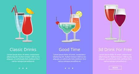 Classic and 3D Drinks for Free ro Have Good Timeのイラスト素材