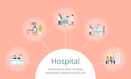 Hospital in Circular Shape on Vector Illustrationのイラスト素材