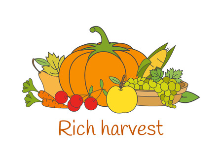 Rich Harvest Flat Vector Concept with Vegetablesのイラスト素材