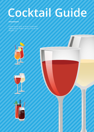 Cocktail Guide Advertising Poster Gasses of Wineのイラスト素材