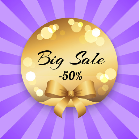 Big Sale 50 Off Present Label Ribbon with Raysのイラスト素材