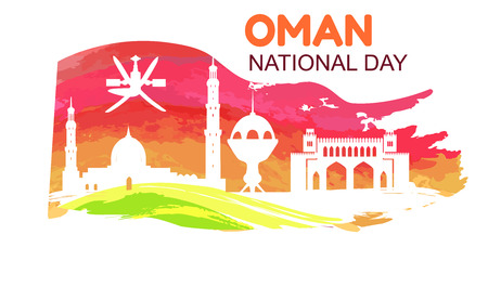 Oman National Day Symbol Vector Illustrationのイラスト素材