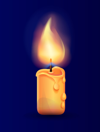 Burning Candle in Realistic Design Vector Iconのイラスト素材