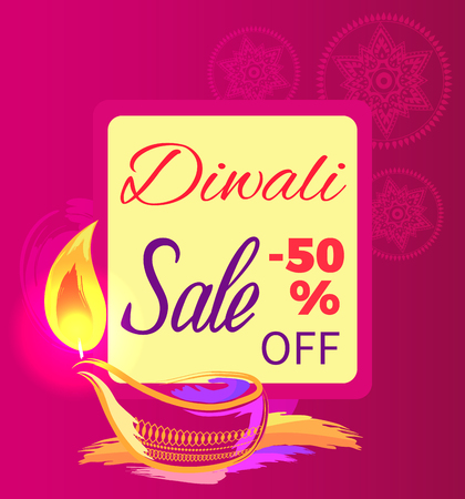 Diwali Sale -50 off Sign Vector Illustrationのイラスト素材