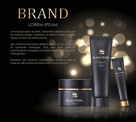 Brand Name Poster with Black Night Pearl Cream,のイラスト素材