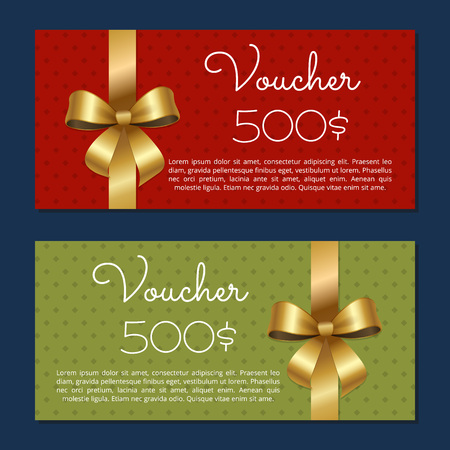 Voucher on 500 Set of Posters Gold Bow Ribbonsのイラスト素材