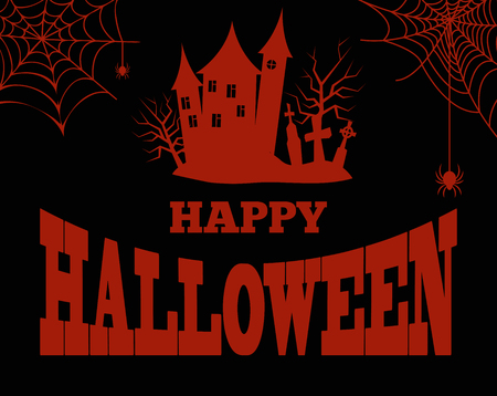 Happy Halloween Bloody Silhouette of Creepy Houseのイラスト素材