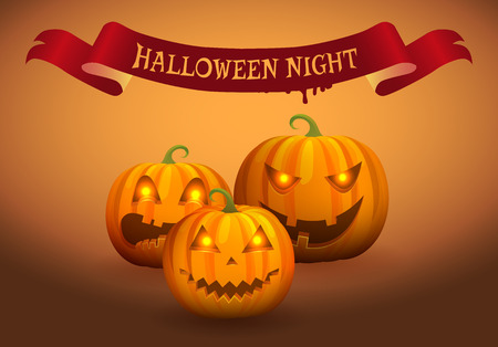 Halloween Night Jack-o-Lantern Vector Illustrationのイラスト素材