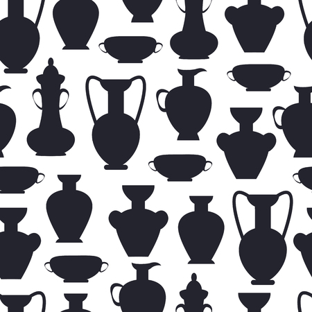 Ancient Clay Vases Isolated Vector Silhouettesの写真素材