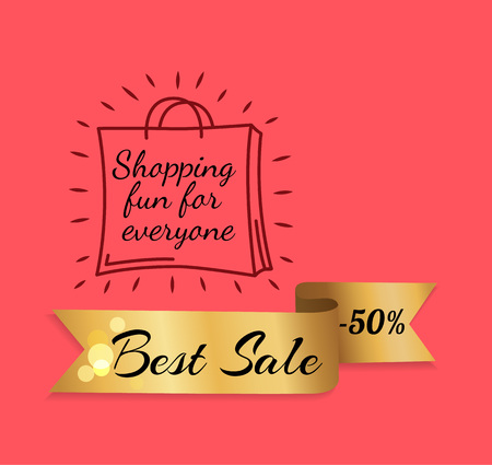 Shopping Fun for Everyone Best Offer Gold Labelのイラスト素材