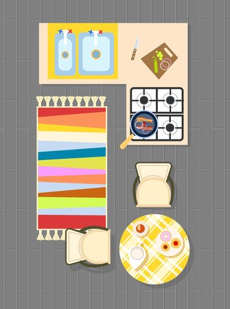 Kitchen Planning on Vector Illustration Greyのイラスト素材