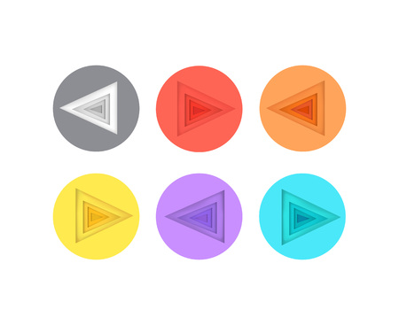 Pointers Directed to left Icons in Colorful Circleのイラスト素材
