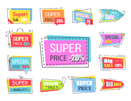 Super Price with 20 Off Promotional Logotypesのイラスト素材