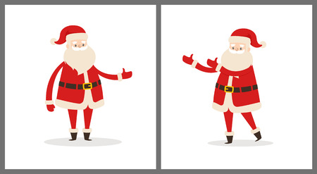 Set of Santa Clauses in Different Pose Vector Iconのイラスト素材