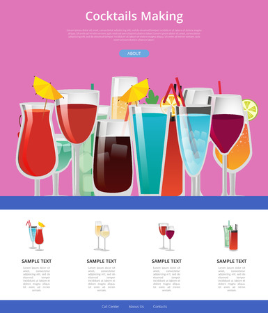 Cocktails Making Manual Web Page Design Vectorのイラスト素材