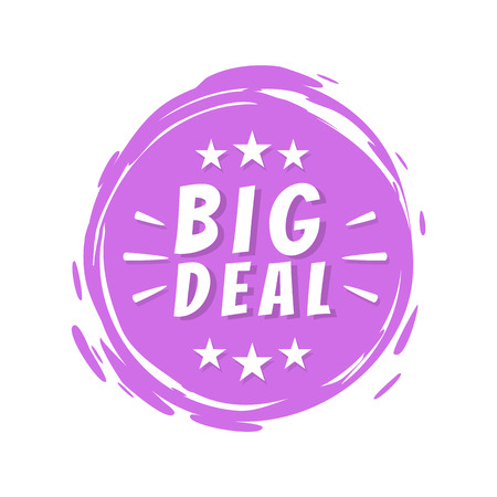 Big Deal Text on Purple Painted Spot Brush Strokeのイラスト素材