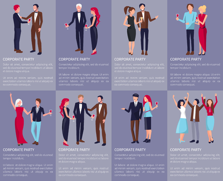Corporate Party Set of Images Illustration.のイラスト素材