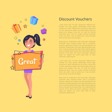 Discount voucher with Girl box.のイラスト素材