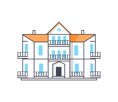 Icon of mansion with entrance.のイラスト素材